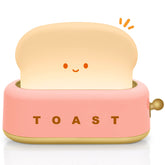 TOOGE Cute Toast Lamp front view glowing softly for cozy evenings.