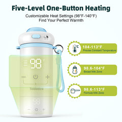Toolastra heats 100 ml in 1.5 minutes for quick feeds