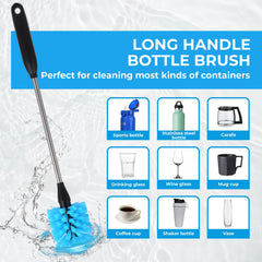 TooLe long-handle bottle brush reaches deep interiors without scratching delicate glass