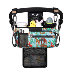 TOPDesign stroller organizer with detachable mesh bag for easy laundry and extra storage.