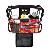 TOPDesign stroller organizer front view with accessible pockets for essentials
