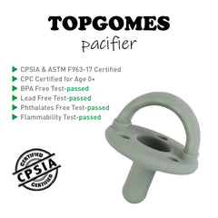 TOPGOMES dishwasher-safe pacifier designed for easy cleaning and sterilization.