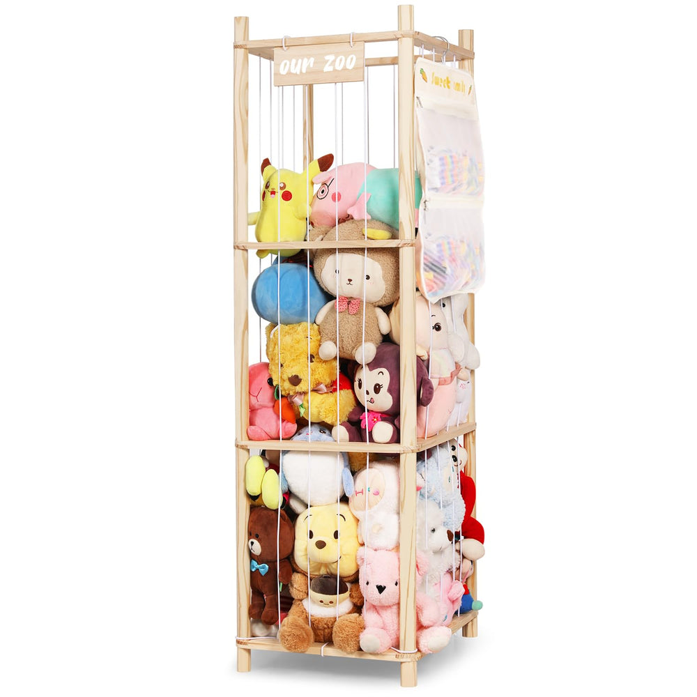 TOPHDY stuffed animal storage zoo cage front view shows roomy display for tidy play space