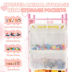 TOPHDY wooden zoo cage assembly guide illustrating tool-free setup