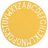 Topotdor Alphabet Round Rug; 63in yellow creates a safe, engaging play surface for kids.