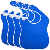 Toppy Toddler Royal Blue Bib front view shows wide coverage against spills