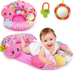 Topsochir 2in1 baby tummy time mat caterpillar pink promotes sensory play and development.