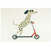 Topthink boy banner flag with Dalmatian scooter design adds playful nursery charm