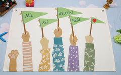 Topthink classroom boho banner on wall adds a welcoming vibe