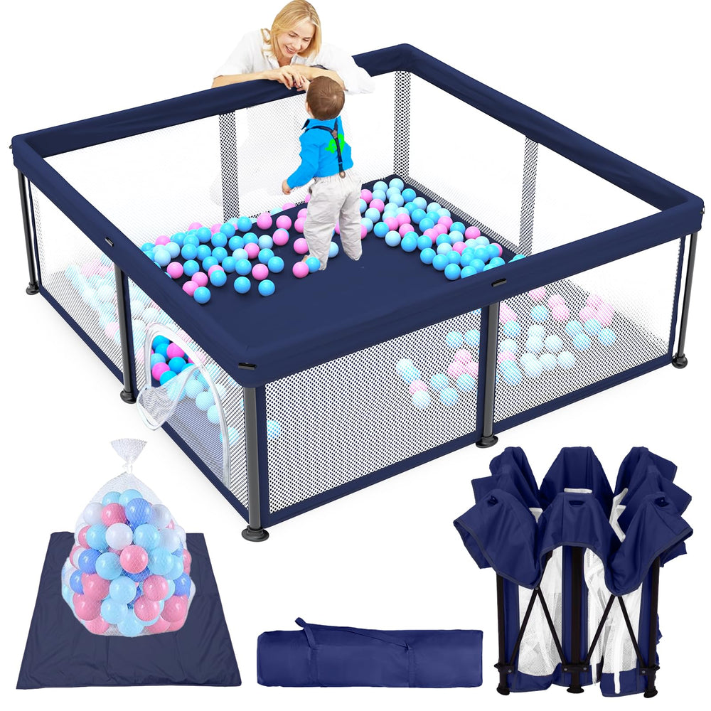TOREVSIOR foldable playpen assembled in room for safe space