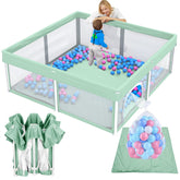 TOREVSIOR foldable playpen with 50x50 inch space for safe exploration.