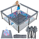 TOREVSIOR foldable playpen opened for quick setup and safe play