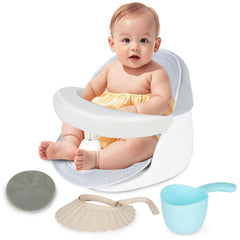 TOSGN Swivel baby bath seat with openable armrest for easy entry