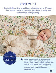 TotAha crib sheets extra-deep-pocket 28x52x9 close-up, secure mattress fit