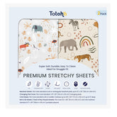 TotAha Jungle Animal mini crib sheet closeup knit for ultra-soft sleep