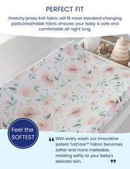TotAha Meredith Allover Floral changing pad cover creates a gentle, cozy space for diaper changes