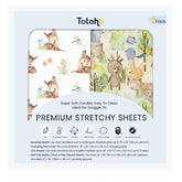 TotAha mini crib sheet with forest bear pattern offers cozy, breathable sleep.