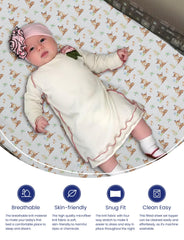 TotAha pack-n-play sheet in jersey-knit stretch fits snugly.