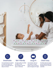 TotAha Pale Pink Flowers cover adds silky feel for calm diaper changes at night