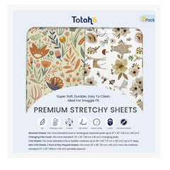 TotAha Premium Soft Pack n Play Sheets Botanical Garden, breathable baby comfort.