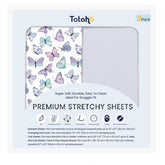 TotAha premium soft pack n play sheets folded in purple butterfly color for cozy baby sleep