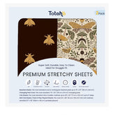 TotAha Premium Soft Pack N Play Sheets folded for compact travel and storage.