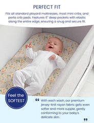 Mini crib sheet set from TotAha with Vintage Rose print, durable and snug-fitting