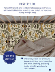 TotAha two-pack crib sheets provide hypoallergenic, gentle texture for baby sleep.