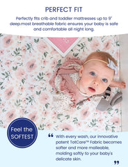 TotAha Pale Pink crib sheets feature silky feel for a cozy nursery and gentle sleep.