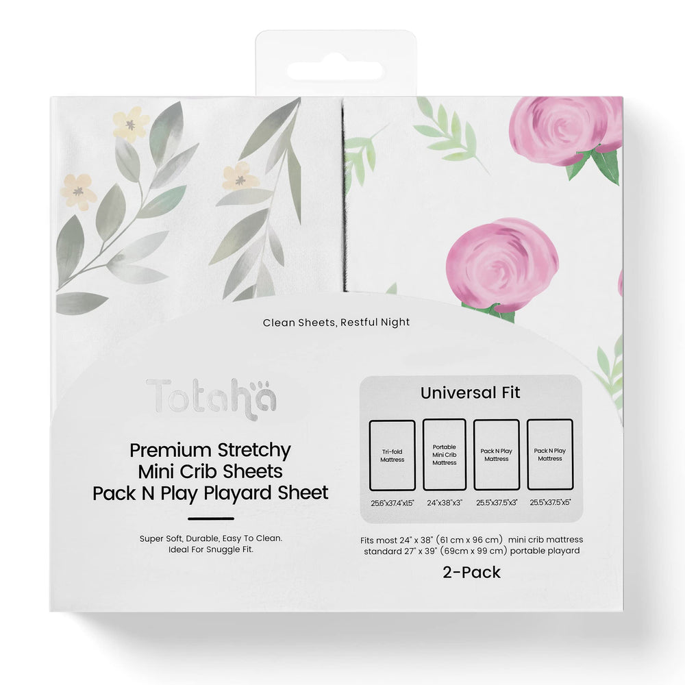 TotAha premium stretchy pack n play sheets for snug fit and durable comfort.