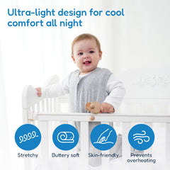 Close-up of TotAha Sleep Sack 2-way zipper for easy midnight changes