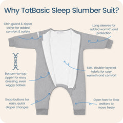 TOTBASIC sleep sack bottom snaps enable easy diaper access without waking baby