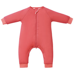 TotBasic baby sleep sack with feet in Apple Blossom keeps baby cozy while allowing leg movement.