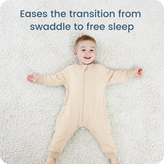 TOTBASIC Sleep Sack with Feet side view highlights comfortable leg movement.