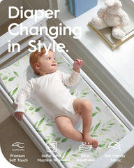 TotBasic botanical leaf pattern changing pad cover adds calm to nursery space