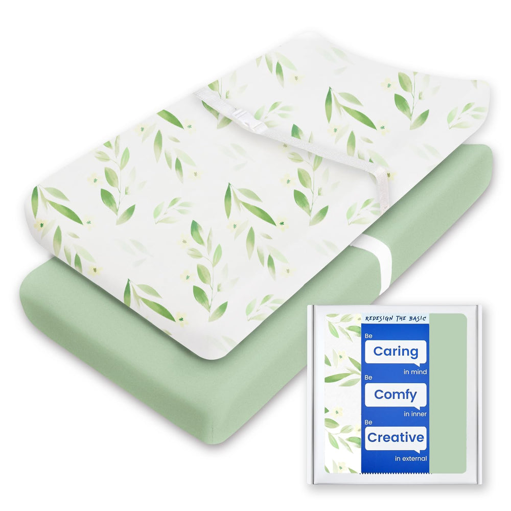 TotBasic changing pad cover in sage green with soft, breathable fabric for gentle diaper changes