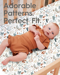 TotBasic snugfit band demonstrates secure 360° fit on standard crib mattress.