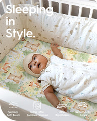 TOTBASIC deer design pack n play sheets with snug fit for wiggle-prone babies.