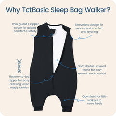 TOTBASIC footed sleep sack with legs design supports movement while staying cozy.