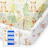 TOTBASIC forest bear design pack n play sheets promote cozy, secure sleep.