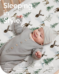 TotBasic Pack N Play Sheets Deer pattern provides breathable, temperature-stable sleep surface for peaceful naps.