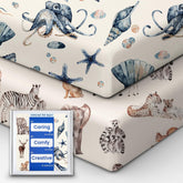 TOTBASIC premium fitted crib sheet on mattress for a secure, snug sleep surface.