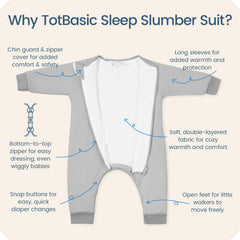TOTBASIC sleep sack soft fabric in storm for gentle skin and all-night comfort.