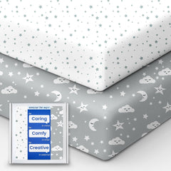 TotBasic Star crib sheet print for gentle skin comfort.
