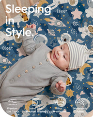 Two-pack mini crib sheets in soft jersey for peaceful naps.