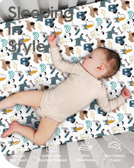 TOTBASIC ultra-soft-jersey mini-crib sheets offer breathable comfort for naps.