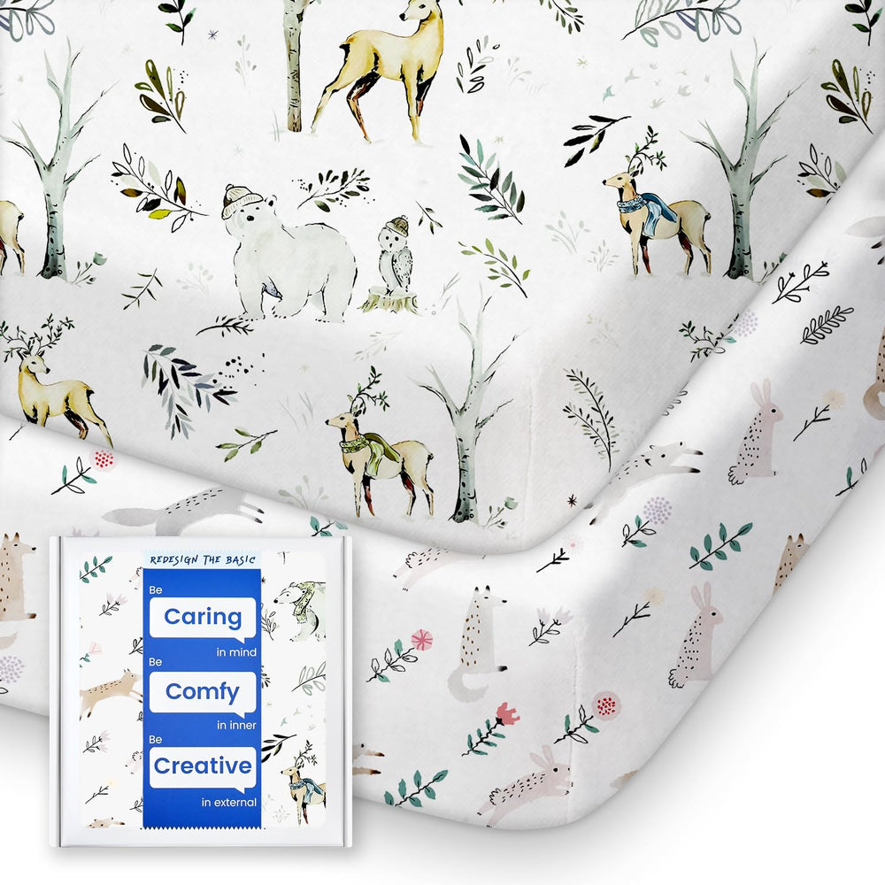 TotBasic woodland deer rabbit pack n play sheets on mattress offer snug, secure fit