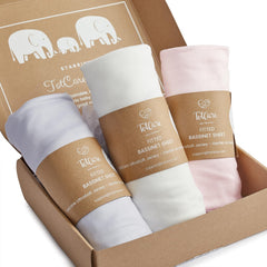 TotCare pale pink bassinet sheets for SNOO oval with soft, snug fit.