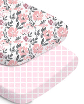 TotChill bassinet sheet Flower Pink Checkered print, soft and breathable for baby naps