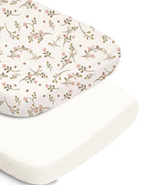 TotChill bassinet sheet pink vintage floral closeup, soft comfort for baby sleep